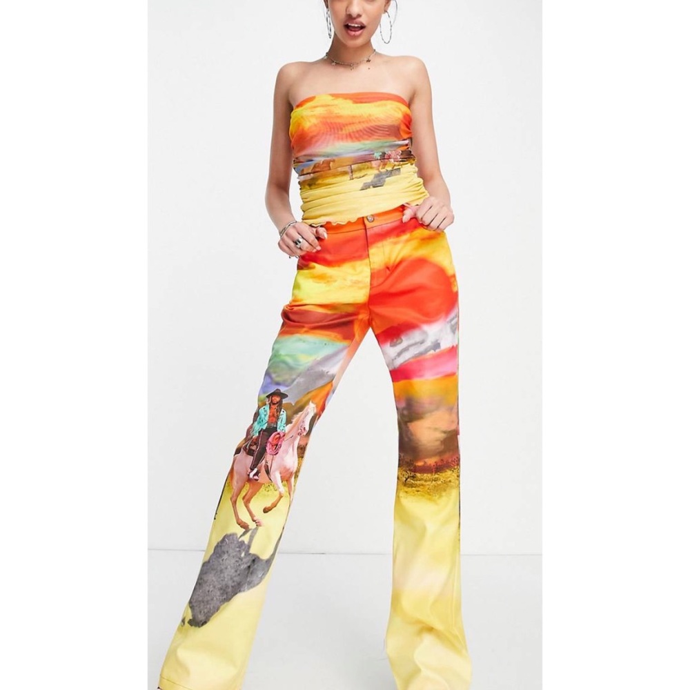 BRAND NEW!  Elsie & Fred Cowboy print bootcut trouser